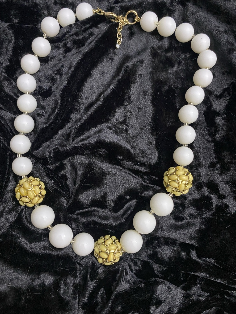 White and Gold Beaded Statement Necklace